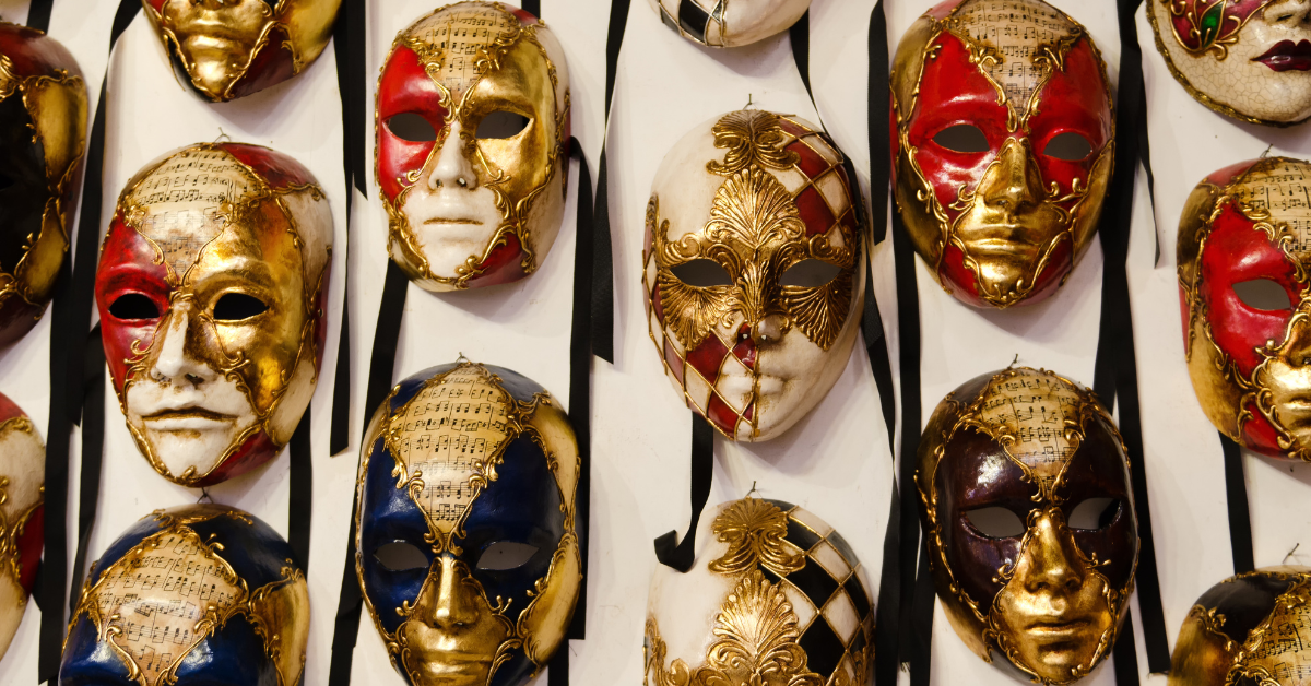 Venetian carnival masks on display in Venice